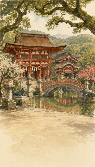 福岡を描いた水彩画