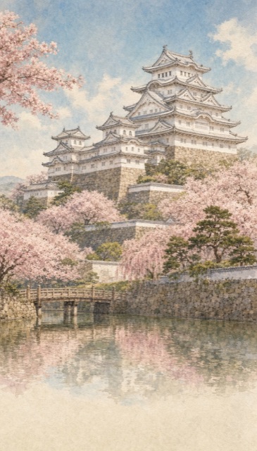 姫路を描いた水彩画