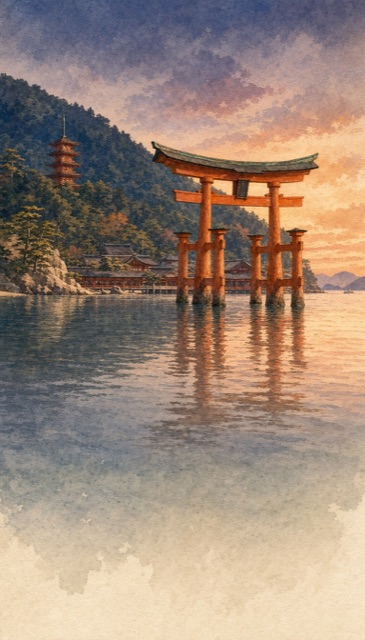 広島を描いた水彩画