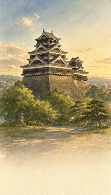 熊本を描いた水彩画