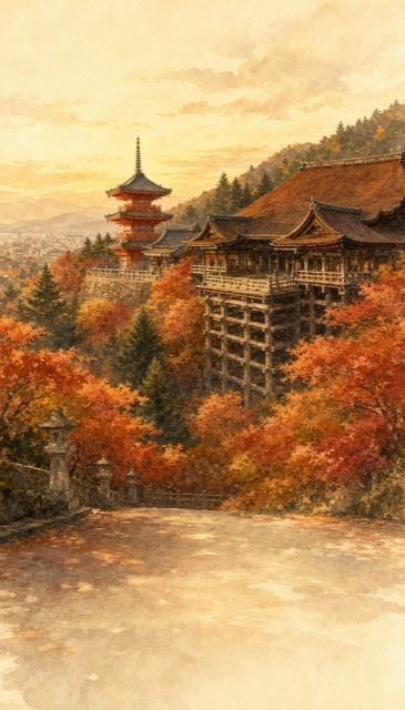 京都を描いた水彩画