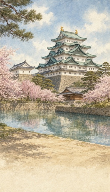 名古屋を描いた水彩画