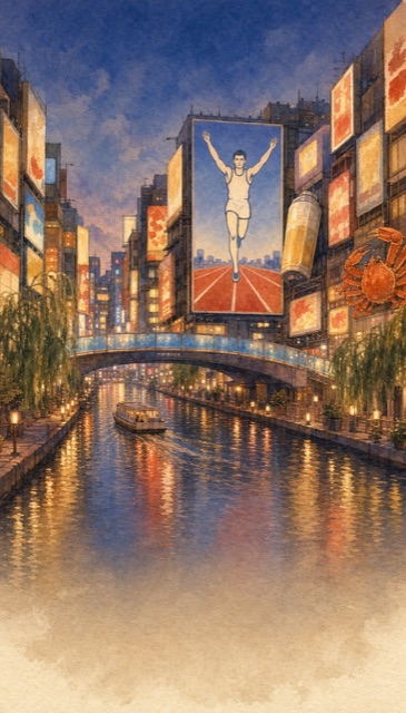 大阪を描いた水彩画