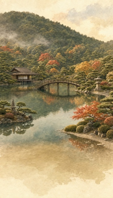 高松を描いた水彩画